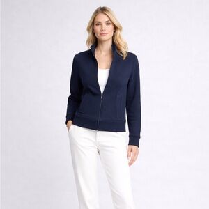 Vince Navy Zip-Up Jacket | Structured Sweatshirt Blazer Style